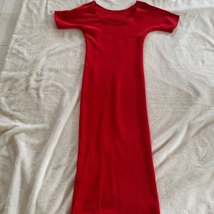 Red stretchy maxi dress